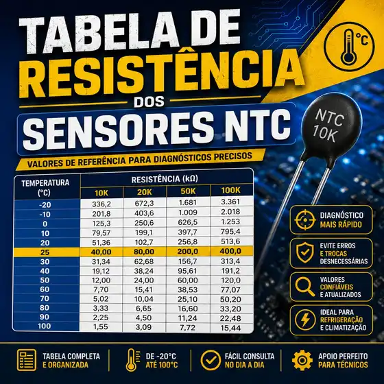 Tabela de Resistência dos Sensores NTC